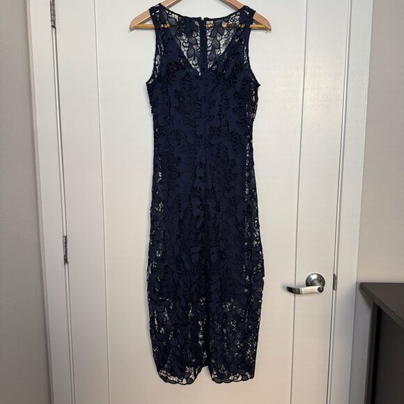 Johnny Was Jade Maxi Dress XS Blue Sleeveless Eyelet Lace Embroidery Crochet - Picture 6 of 12